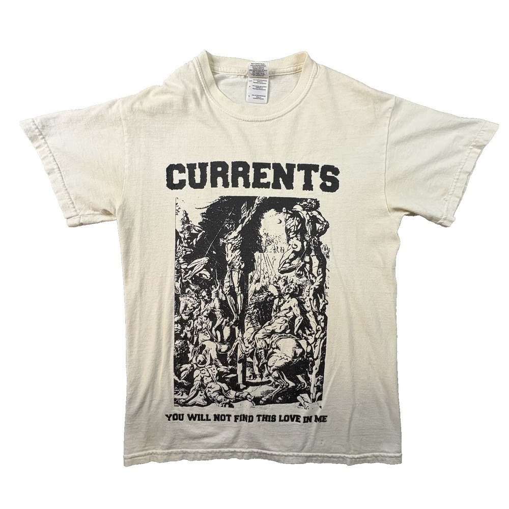 Currents Men's S White Jesus Crucifixion Metalcore Band Graphic T Shirt SEE DESC